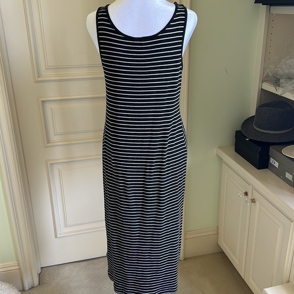 H&M Dark Grey & White Striped Rib Knit Midi Dress - Picture 4 of 6